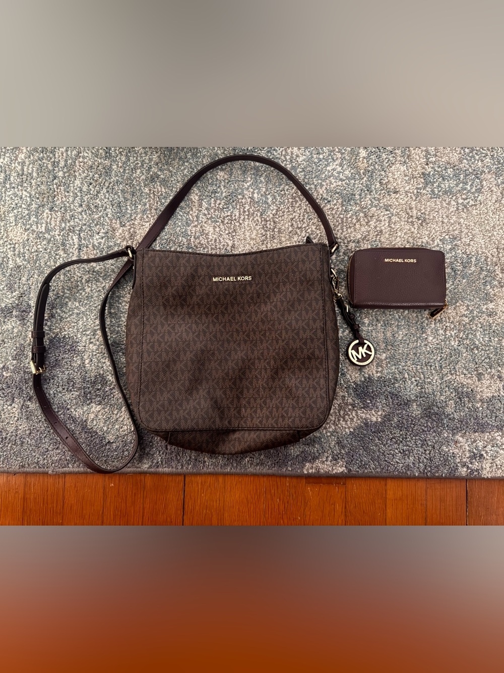 Michael Kors Brown Monogram Crossbody Bag with Wallet